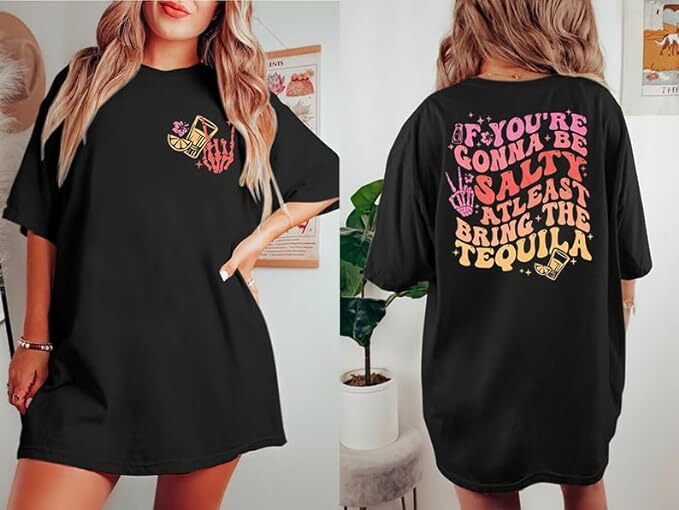 Tequila Oversize Shirt Drink Shirts: Women Cinco De Mayo T-Shirt Funny Salty Tequila Graphic Tee Casual Short Sleeve Tops